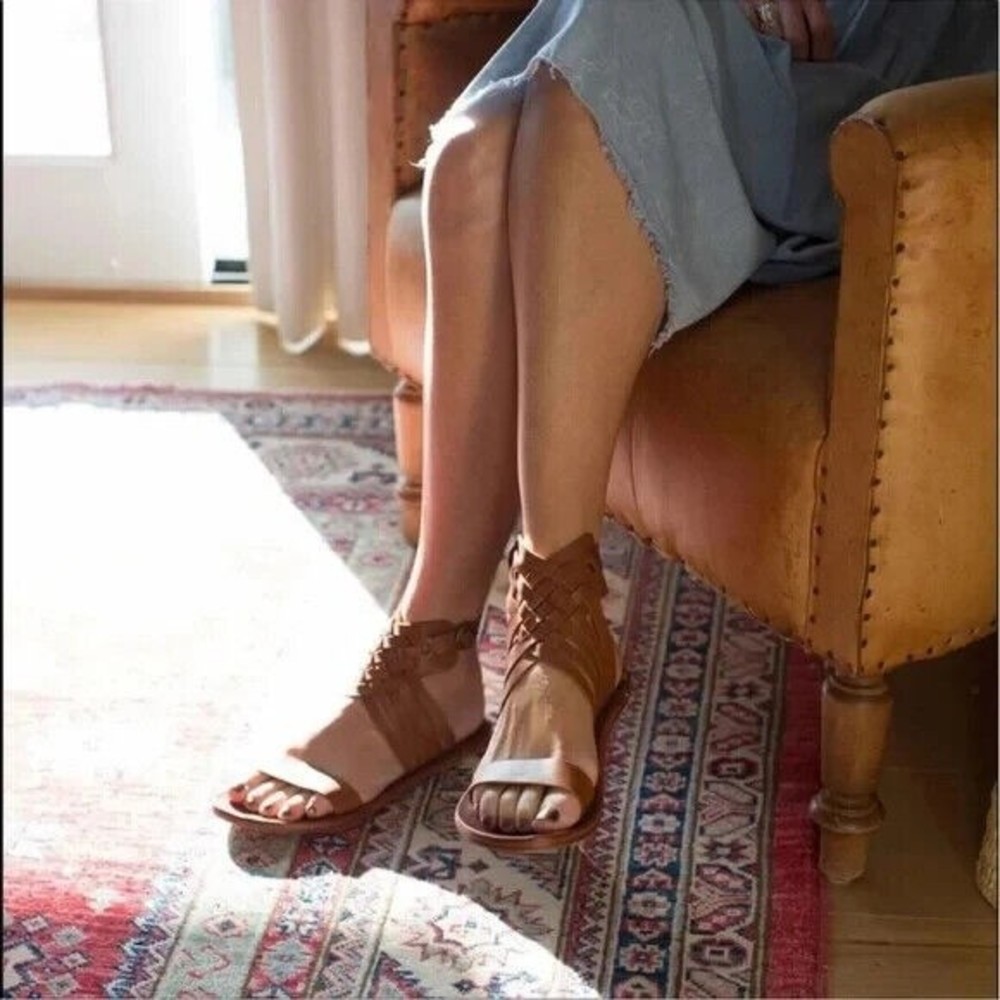 Beek Brown Leather Gladiator Sandals - Picture 3 of 9